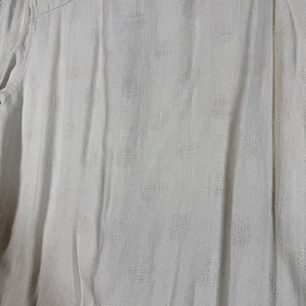Common People Linen Blend Textured Polka Dot Button Up Shirt Size L Resort Wear - Picture 11 of 14